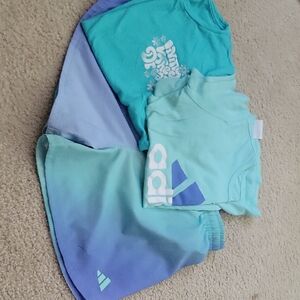 Adidas Kids Teal and Lavender Shirt Set
